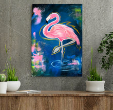 Load image into Gallery viewer, &quot;Feelin&#39; Fancy Flamingo&quot; Original Painting
