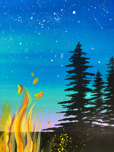 "Sunset by the Campfire" Original Painting