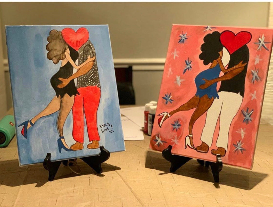 His and Her Paint Kit Valentine Date Night Pair Canvas Paint Night